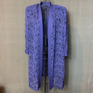 Sheer embossed open front duster style blazer